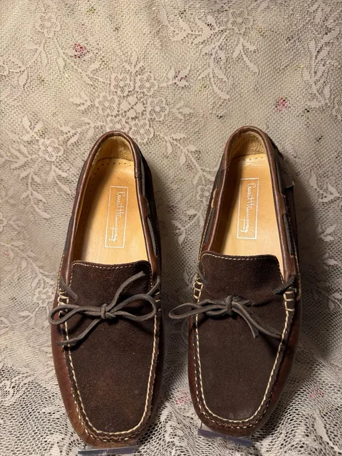 LUS 7 Ernest Hemingway Driving Loafers Size 9 M Brown Leather Suede