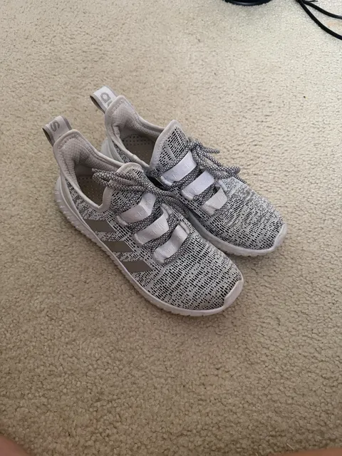 Adidas Kaptir Mens Size 8.5 White Black Silver Running Shoes EE9514