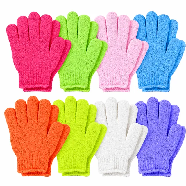 Exfoliating Bath Shower Gloves Multi-Color Nylon Body Scrub 8 Pairs