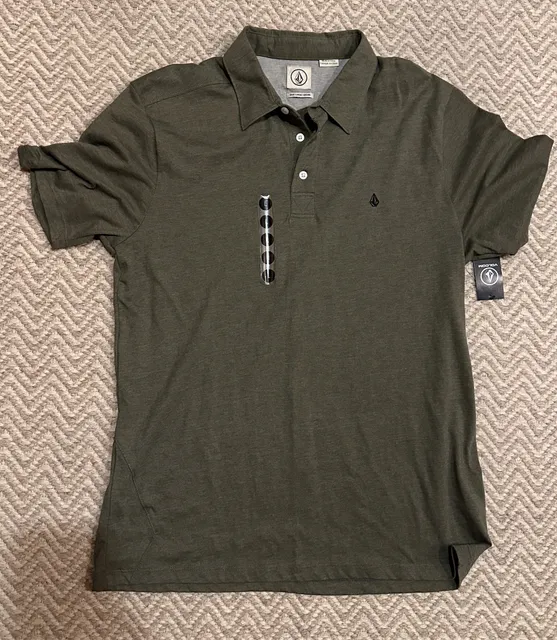 Volcom Polo Shirt Size L Olive Green Short Sleeve