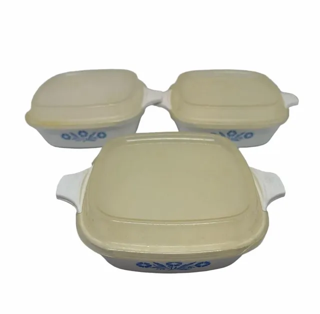 CorningWare Blue Cornflower P-41 Petite Pan Casserole Set of 3