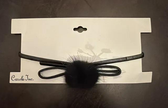 Carole Inc. Black Faux Fur Pom Pom Choker Necklace