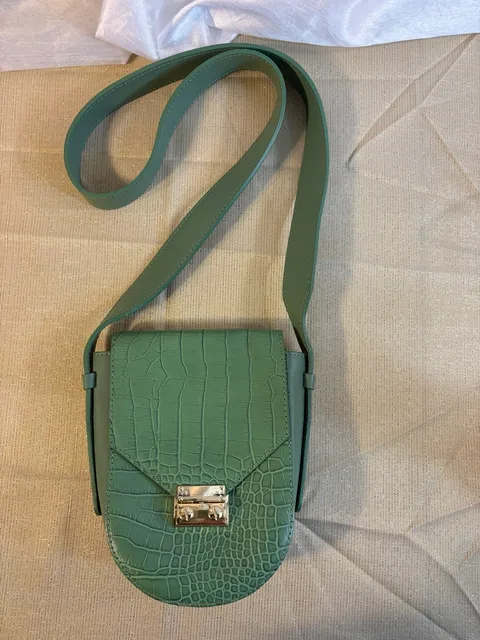 ISADORA Green Croc Embossed Italian Leather Crossbody Bag