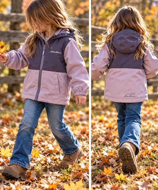 Eddie Bauer Hooded Jacket Kids XS (5/6) Purple Windbreaker