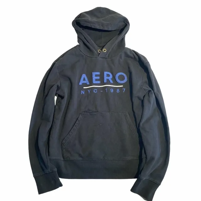 Aeropostale Hoodie Black Blue Logo Sweatshirt