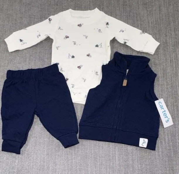 Carter's 3-Piece Vest Bodysuit And Pant Set