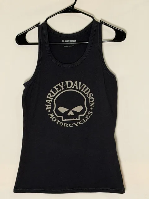Harley-Davidson Tank Top Size Small Black Skull Motorcycles Graphic