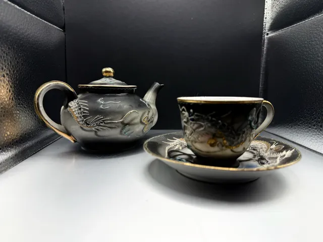 Enesco Moriage Dragonware Tea Set Teapot Cup Saucer