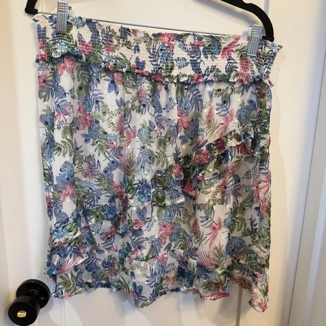 Walter Baker Ruffle Mini Skirt Size XL Floral