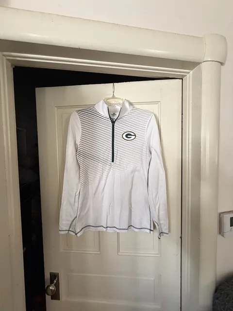 Majestic Green Bay Packers Therma Base 1/4 Zip Size M White Shirt