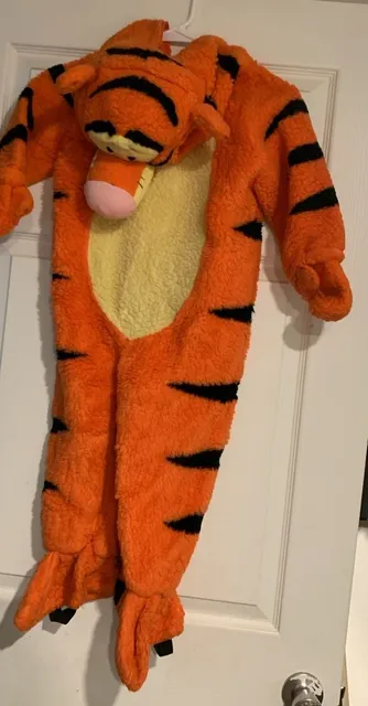 Disney Winnie The Pooh Tigger Costume Size 3T-4T Fuzzy Plush Jumpsuit