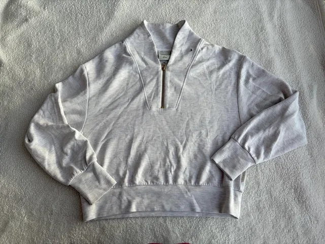 Varley DoubleSoft Pullover Sweatshirt Size S Grey Heather 1/2 Zip