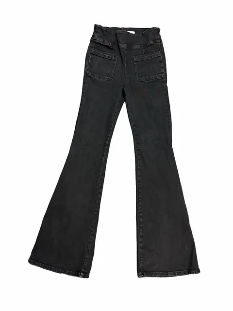 Travel no hardware comfy FRAME Flare Jeans Black Washed Denim