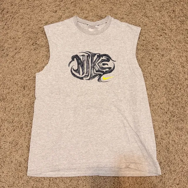 Nike Vintage Sleeveless T-Shirt Size L Gray Graphic Logo Workout Gym