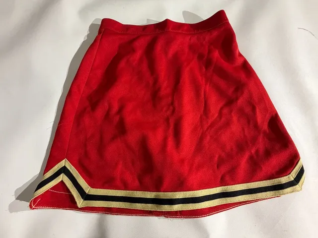 Varsity Spirit Red Black Gold Striped Cheer Skirt Size 6-14