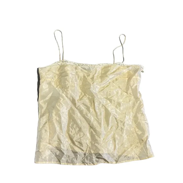 Prada Camisole Size 46 Yellow Silk Lace Trim Tank Top Cami