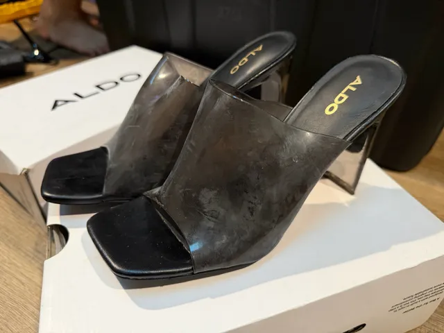 Aldo Ybendaviel Heels Size 8.5 Black Clear Sandals