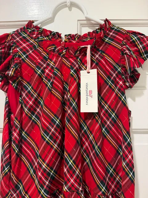 Cloquette Christmas Holidays Vineyard Vines Ruffle Sleeve Dress 