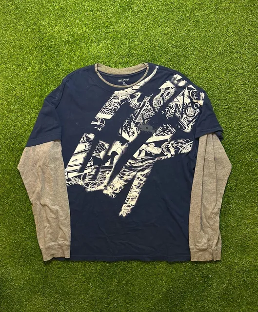Y2K 2000s Tony Hawk Long Sleeve Layered Graphic T Shirt XL Blue Gray