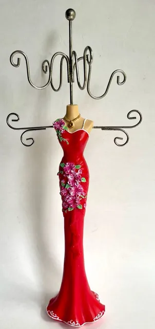 Red Dress Mannequin Jewelry Holder Stand