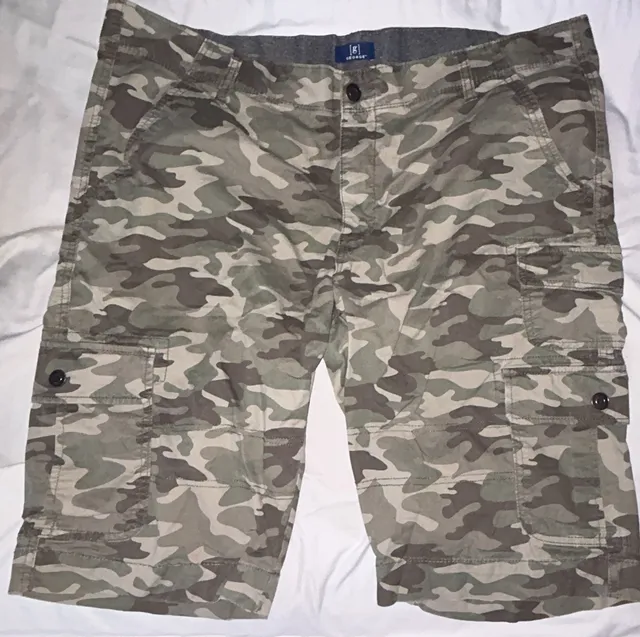 George Cargo Shorts Camo Green Cotton