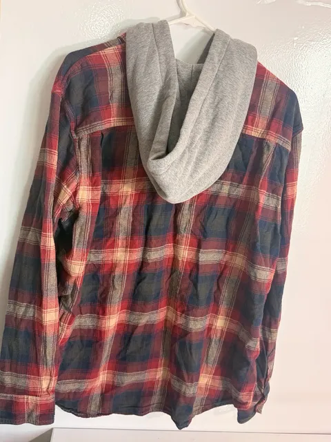 Old Navy Plaid Flannel Hooded Shirt Size XL Double-Brushed