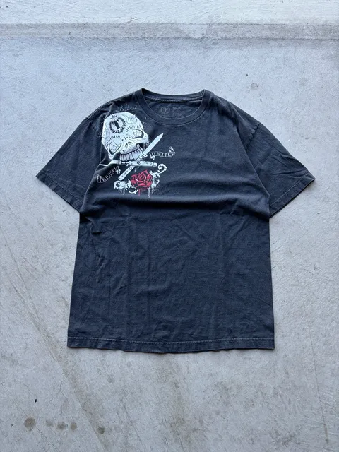 Triumph United T-Shirt Size Large Black Graphic Skull Rose