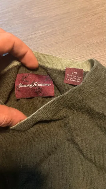 Tommy Bahama Sweater Size L/G Green Cotton Cashmere