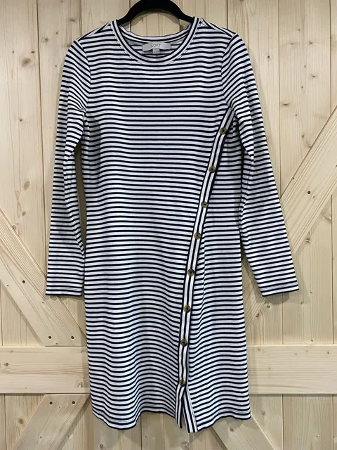 Loft Striped Button Detail Dress Size XS Navy White Long Sleeve