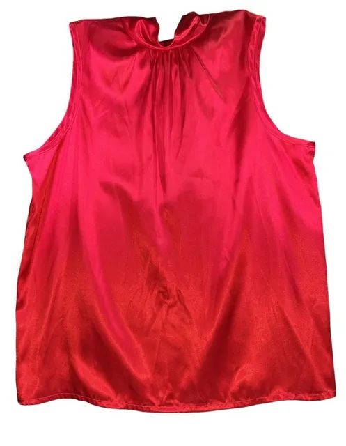 Anthony Richards Satin Blouse Red Mock Neck