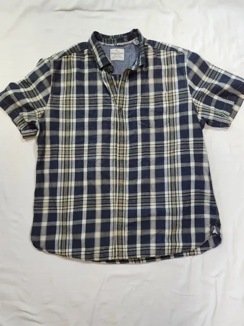 Tommy Bahama Jeans Plaid Short Sleeve Button Down Shirt Size L