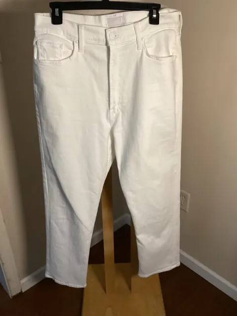 Mother Denim Jeans Size 34 White Straight Leg