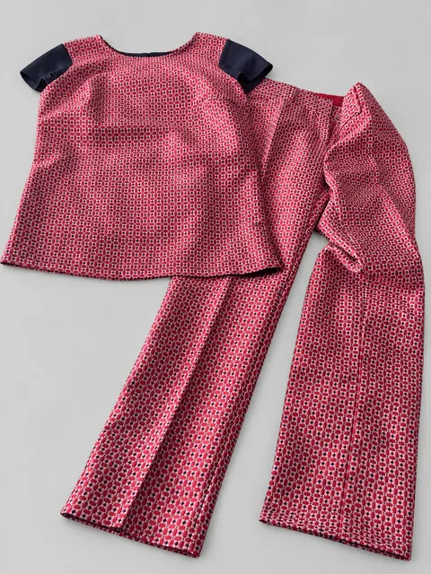 The Limited Geometric Top & Pants Set Size 2R Red Textured