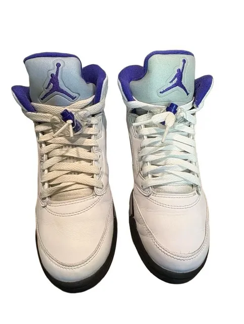Jordan 5 Retro Grape Size 7 youth/ 8.5 women White Leather Sneakers