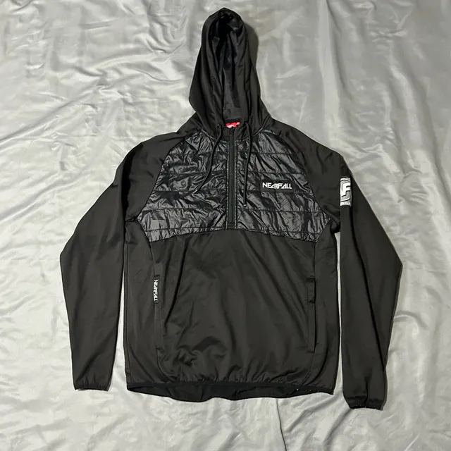 Nearfall Hoodie Size M Black Puffer Quilted 1/4 Zip Pullover