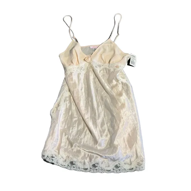 Dentelle Carly Size Medium Slip Dress Pink Lace Satin Chemise