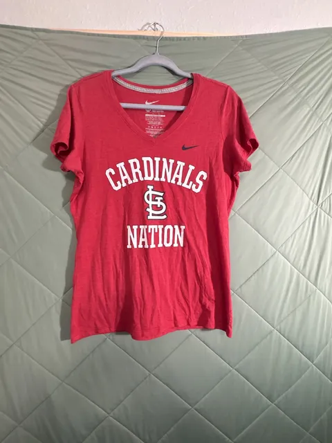 Nike St. Louis Cardinals Nation T-Shirt Size XL Red V-Neck MLB Baseball