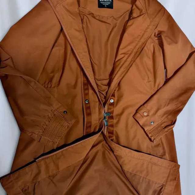 Athleta brown polyester raincoat with hood, size XL #athletic #outdoor