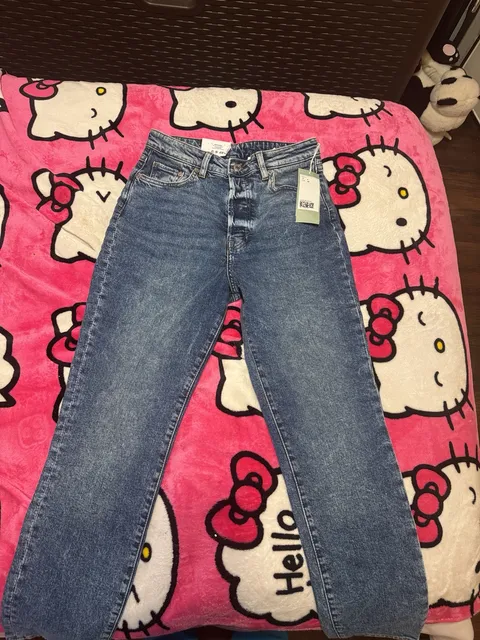 H&M Mom Jeans Size 4 Blue Acid Wash Ultra High Waist