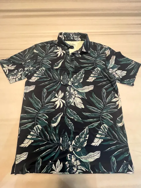 Walter Hagen Performance 11 Polo Size S Green Tropical Leaf Golf Shirt