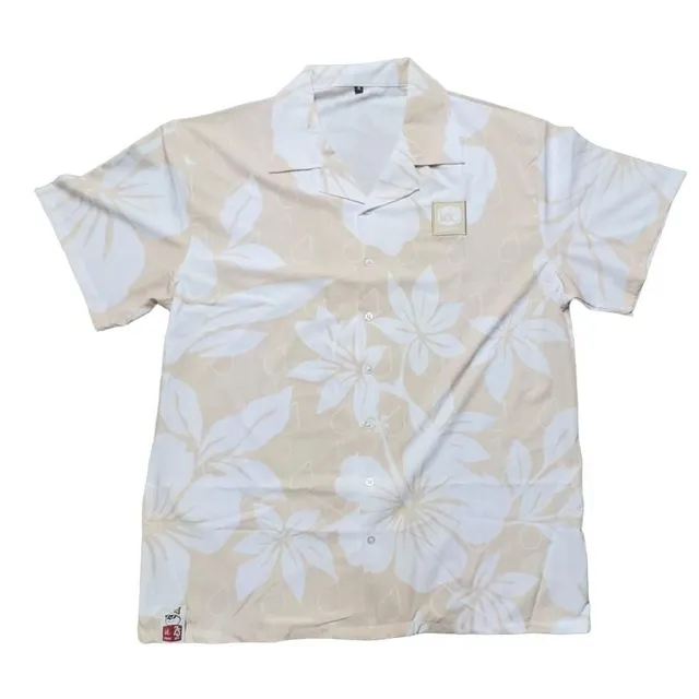 Jack In The Box Hawaiian Shirt Size XL Beige Floral Short Sleeve button down