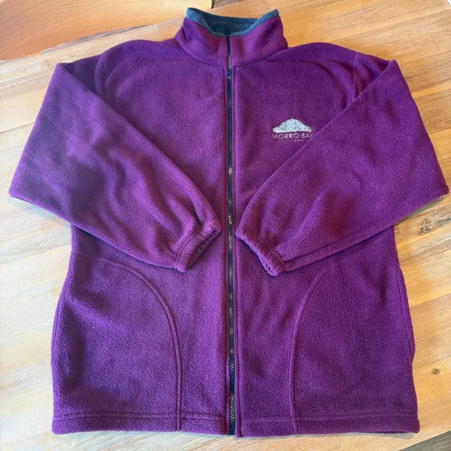 VTG Tipsy Morro Bay California Fleece Jacket Mens Large L Purple Zip Made in USA