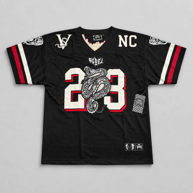 Rebel Vengeance Football Jersey 23 Snake Black Red