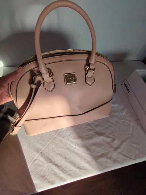 Anne Klein Dome Satchel Handbag Pink Faux Leather