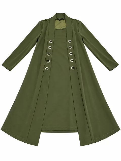 Lexington Avenue NYC Duster Set Size M Olive Green Grommet Accent