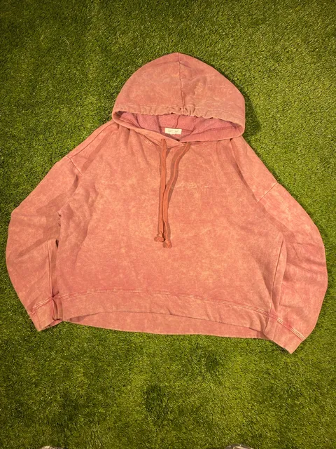 Stitch & Pine Hoodie Size M Mineral Washed Pink Cropped Pullover