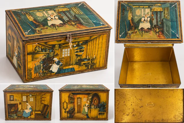 Canco Dutch Kitchen Litho Biscuit Tin Box Vintage