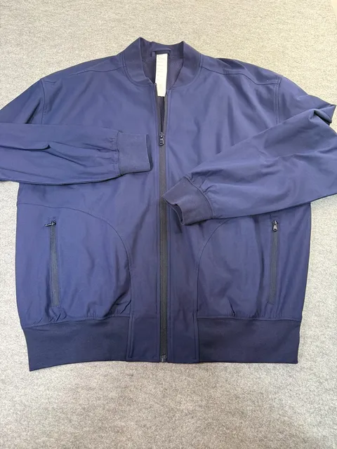 Fabletics Bomber Jacket Size M Blue Full Zip Athletic Mens