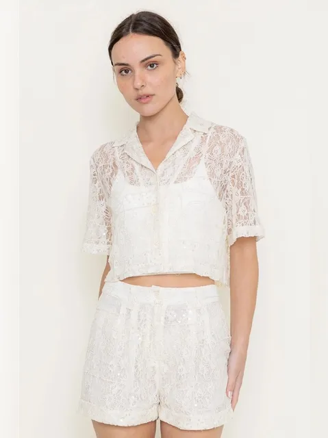 Summer Resort Sheer Lace Sequin Set