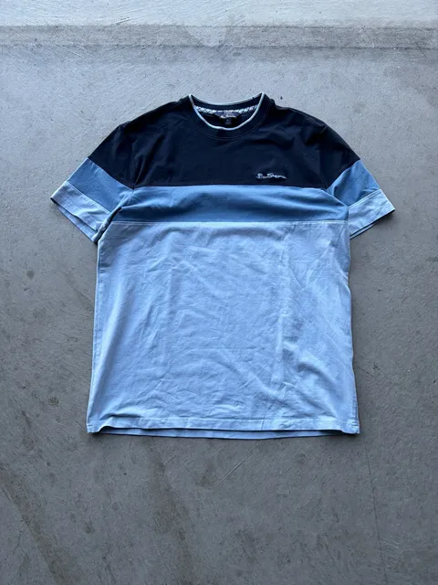 Ben Sherman Colorblock T-Shirt Size M Blue Black Short Sleeve